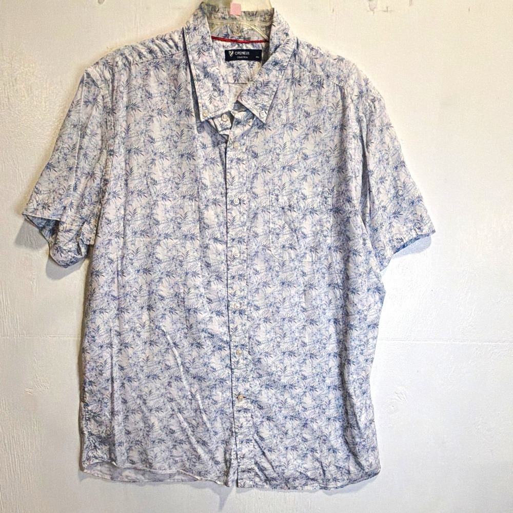 Cremieux Collection Men's XL Short Sleeve Button Down Blue/White Floral Shirt
